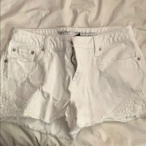 White womens high rise jean short shorts